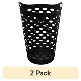 (2 pack) Flex Carrying Handles Laundry Hamper, Black