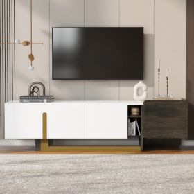 VIBE HAUS  66.7 Light Luxury TV Stand For TVs Up To 70 Inches, Modern TV Cabinet With Metal Legs, 1 Drawer, 2 Cabinets And Adjustable Shelves For (Option: White)