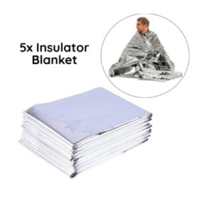 Emergency Blanket Outdoor Portable Thermal Double-sided Silver Survival (Option: Silver-160x210cm-5pcs)