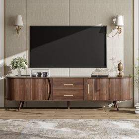 Mid-Century Modern TV Stand For 80  TV, Entertainment Center With Storage For Living Room, Bedroom, Media Console Table With 2 Drawers (Option: Dark Brown)