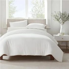 Serta Simply Clean Pleated Duvet Cover King (Option: King-white)