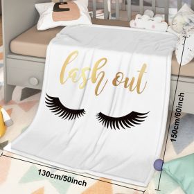 Long Eyelashes Printed Throw Blanket Plush Fluffy Flannel Fleece Blanket Soft Throws For Sofa Couch And Bed 30x40 50x60 60x80 (Option: 130cmx150cm-White)