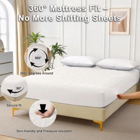 Diamond Grid Ultrasonic Waterproof Mattress Protector (Option: White-Queen)
