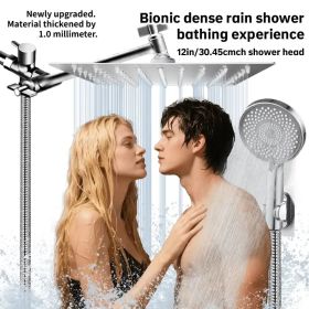 Premium Square Rain Shower System - 11-inch Adjustable Arm & High-Pressure Flow For Luxury Bathing (Option: Exquisitesilver)
