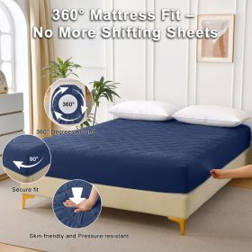 Diamond Grid Ultrasonic Waterproof Mattress Protector (Option: Navy blue-F)
