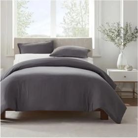 Serta Simply Clean Pleated Duvet Cover King (Option: King-Grey)