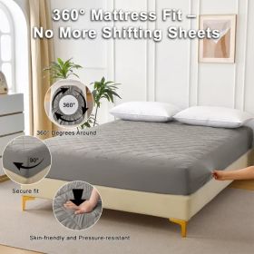 Diamond Grid Ultrasonic Waterproof Mattress Protector (Option: Gray-Queen)