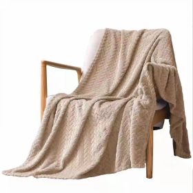Solid Color Flannel Wheat Grain Blanket Children's Blankets (Option: Khaki-180x200cm)